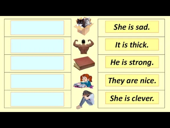 She is sad. It is thick. He is strong. She is clever. They are nice.