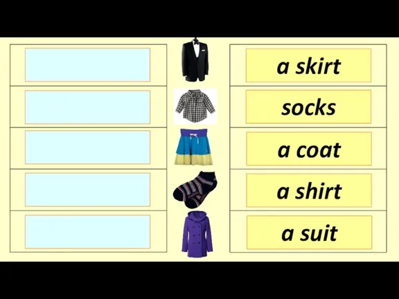 a skirt socks a coat a suit a shirt