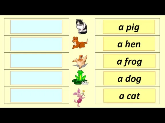 a frog a hen a pig a dog a cat