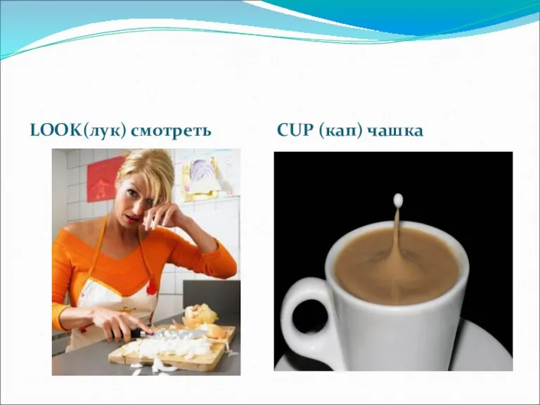 LOOK(лук) смотреть CUP (кап) чашка