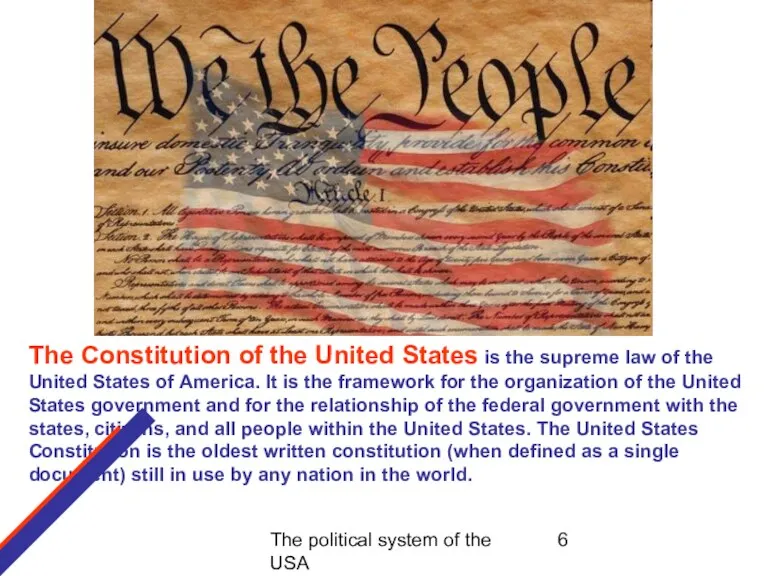 The political system of the USA The Constitution of the United States