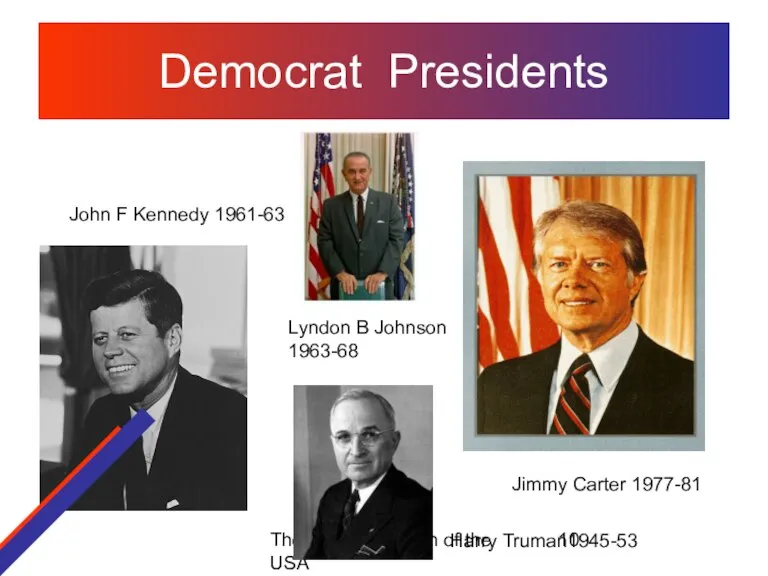 The political system of the USA Democrat Presidents John F Kennedy 1961-63