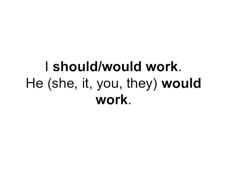 I should/would work. He (she, it, you, they) would work.