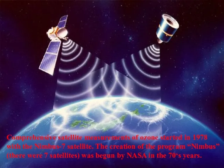 Comprehensive satellite measurements of ozone started in 1978 with the Nimbus-7 satellite.