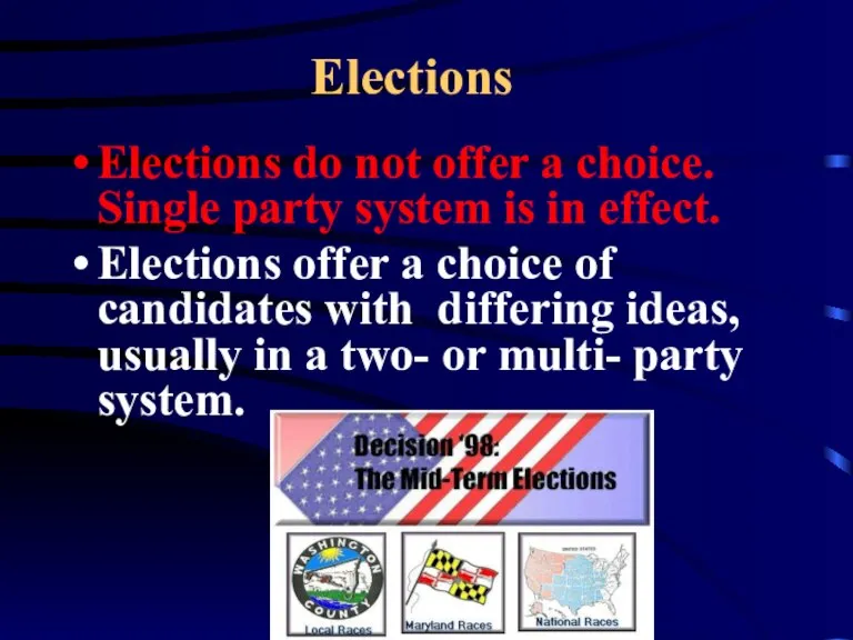 Elections Elections do not offer a choice. Single party system is in