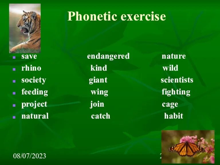 08/07/2023 Phonetic exercise save endangered nature rhino kind wild society giant scientists