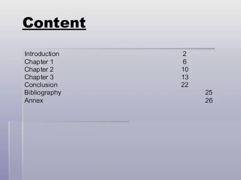 Content Introduction 2 Chapter 1 6 Chapter 2 10 Chapter 3 13