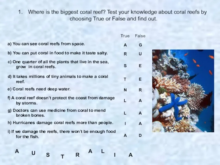 Where is the biggest coral reef? Test your knowledge about coral reefs