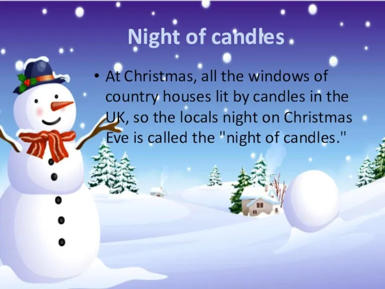Night of candles At Christmas, all the windows of country houses lit