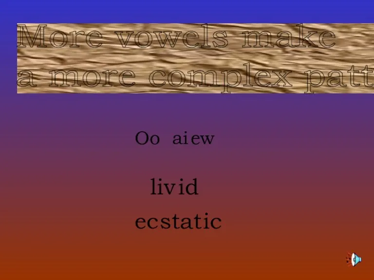 More vowels make a more complex pattern. Oo ai ew liv id ec stat ic