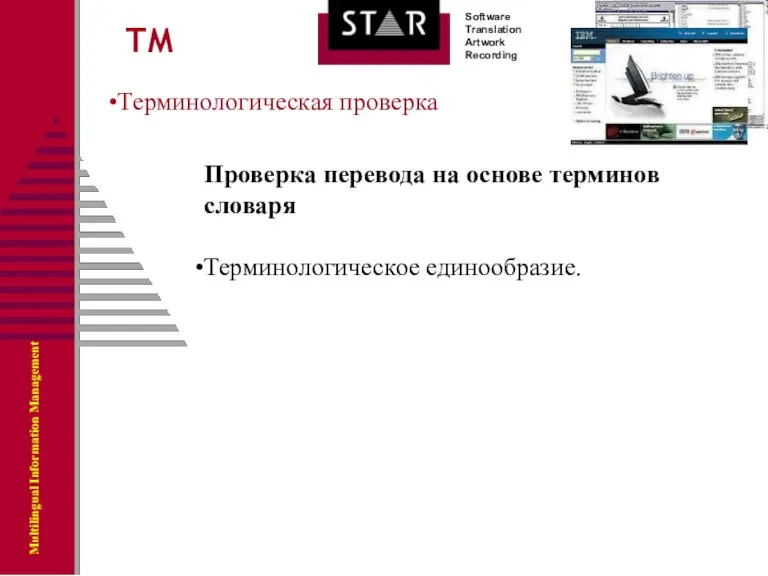 Проверка перевода на основе терминов словаря Терминологическое единообразие. Терминологическая проверка ТМ