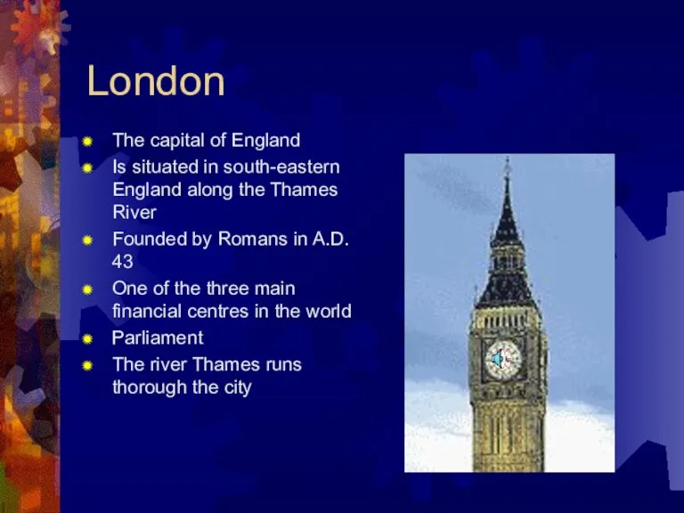 London The capital of England Is situated in south-eastern England along the