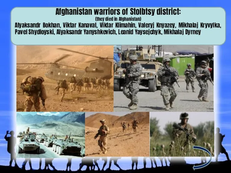 Afghanistan warriors of Stolbtsy district: (they died in Afghanistan) Alyaksandr Bokhan, Viktar