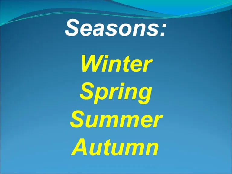 Seasons: Winter Spring Summer Autumn