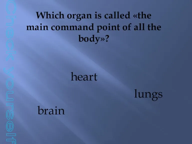 Check yourself Which organ is called «the main command point of all