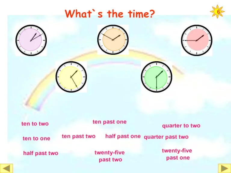 What`s the time? half past one ten to one half past two
