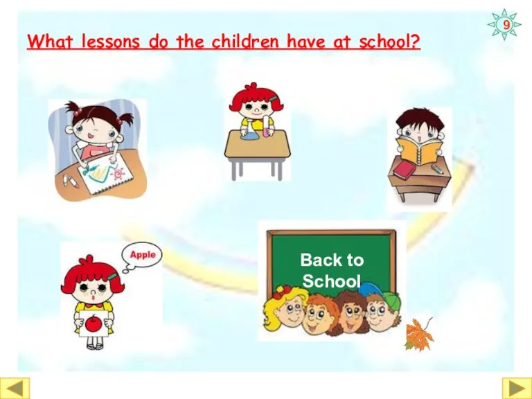 Reading Art Science What lessons do the children have at school? Back to School English 9