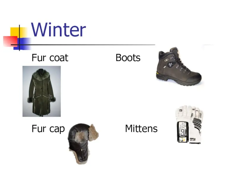 Fur coat Boots Fur cap Mittens Winter