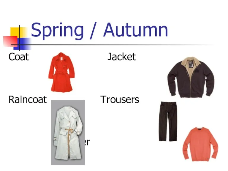 Spring / Autumn Coat Jacket Raincoat Trousers Sweater