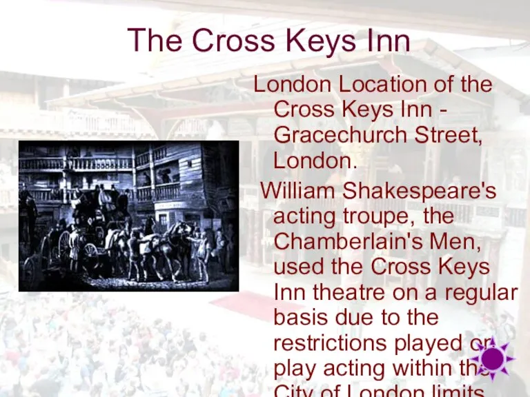 The Cross Keys Inn London Location of the Cross Keys Inn -