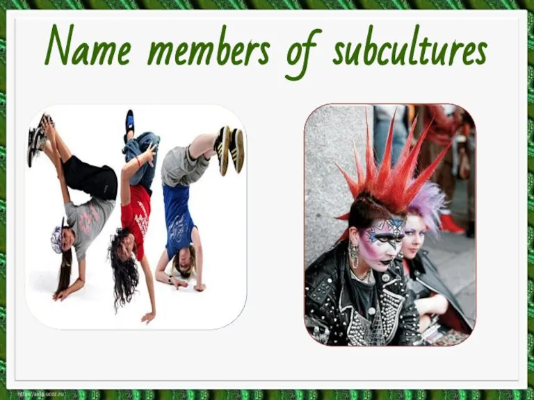 Name members of subcultures