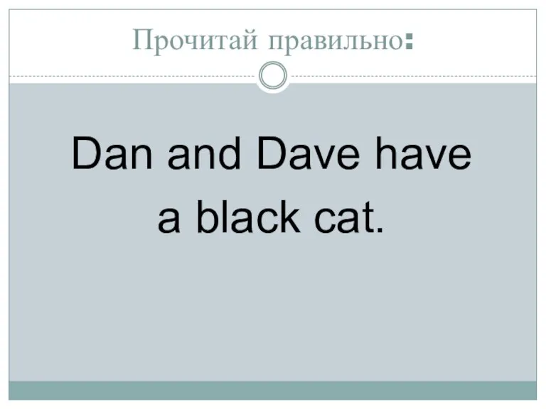 Прочитай правильно: Dan and Dave have a black cat.