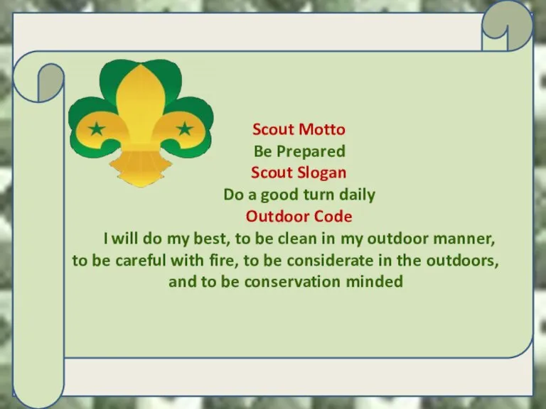 Scout Motto Be Prepared Scout Slogan Do a good turn daily Outdoor
