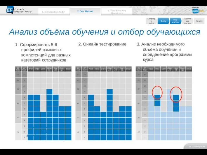 Анализ объёма обучения и отбор обучающихся Руководитель службы Целевой уровень категории Руководитель