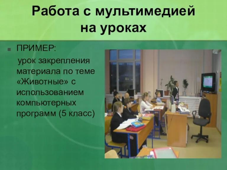 Работа с мультимедией на уроках ПРИМЕР: урок закрепления материала по теме «Животные»