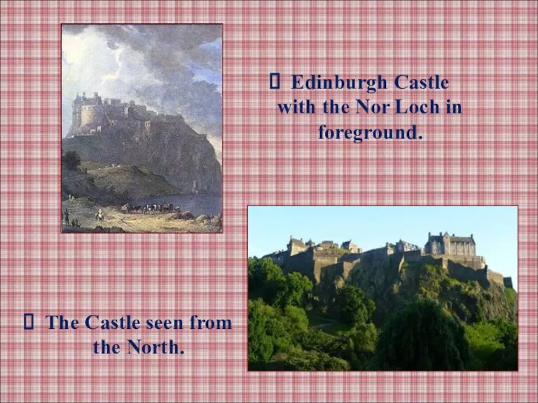 Edinburgh Castle with the Nor Loch in foreground. The Castle seen from the North.