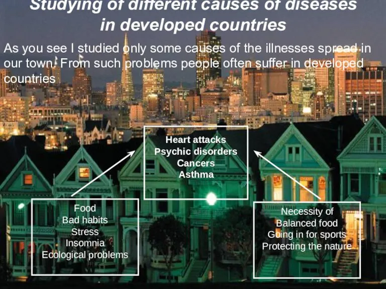 Studying of different causes of diseases in developed countries As you see