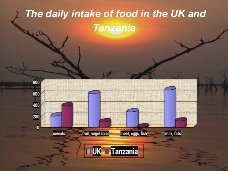 The daily intake of food in the UK and Tanzania The daily