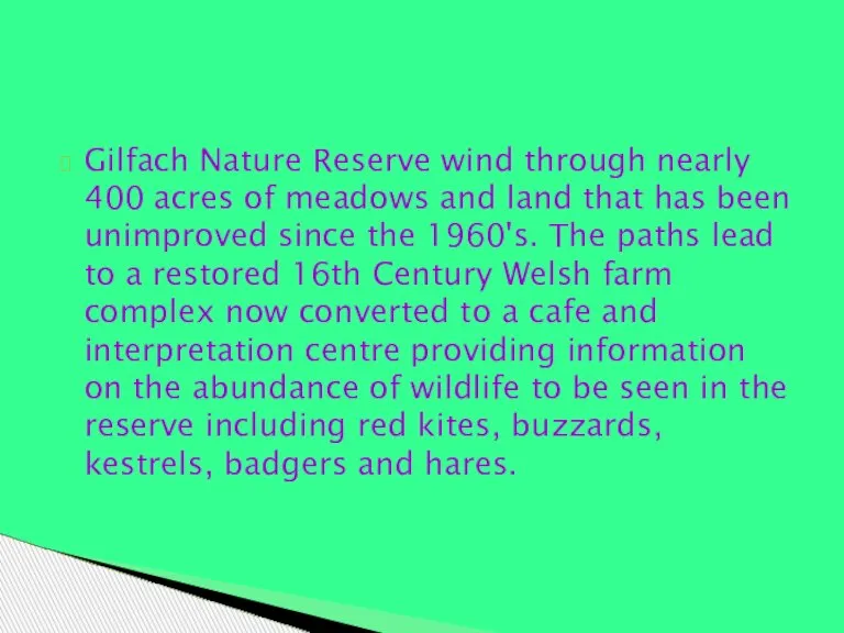 Gilfach Nature Reserve wind through nearly 400 acres of meadows and land