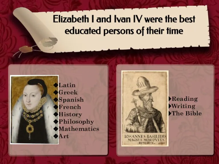 Elizabeth I and Ivan IV were the best educated persons of their