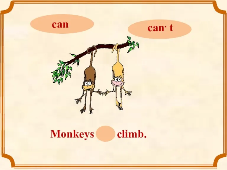 Monkeys can climb.