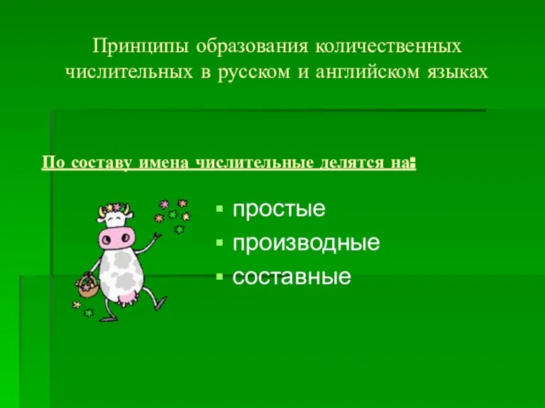 Принципы образования количественных числительных в русском и английском языках простые производные составные