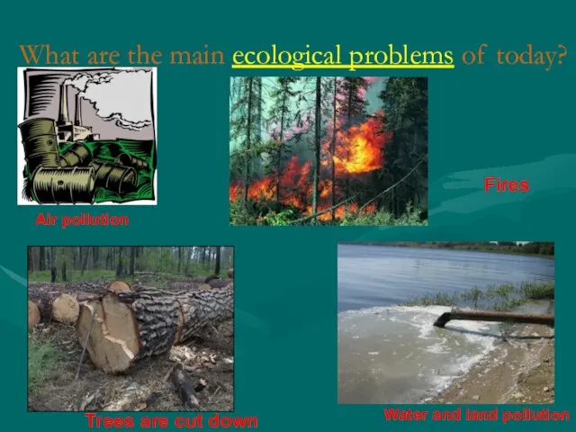 What are the main ecological problems of today? Air pollution Water and