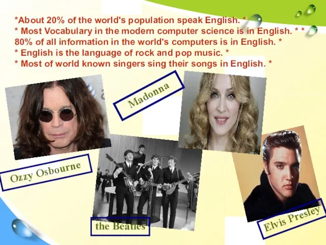 *About 20% of the world's population speak English. * * Most Vocabulary