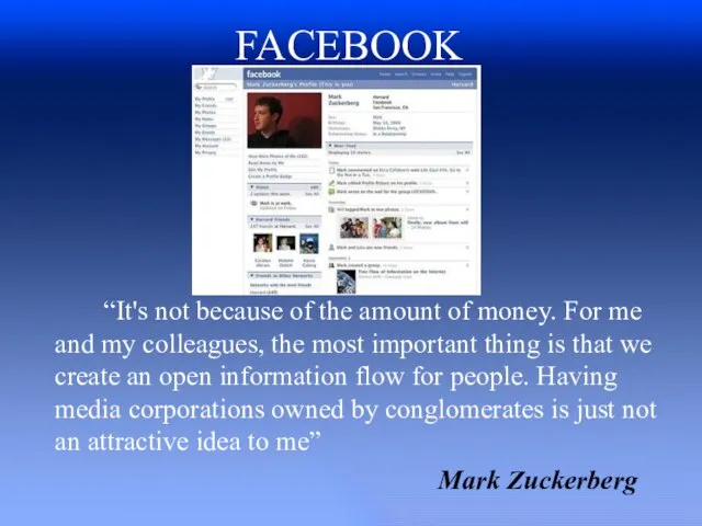 FACEBOOK “It's not because of the amount of money. For me and