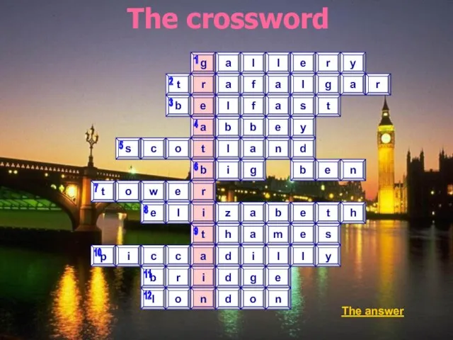 The crossword r r g l e y a l a l