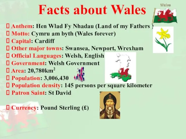 Anthem: Hen Wlad Fy Nhadau (Land of my Fathers ) Motto: Cymru