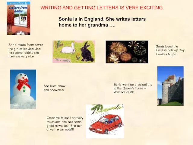 Sonia is in England. She writes letters home to her grandma ….
