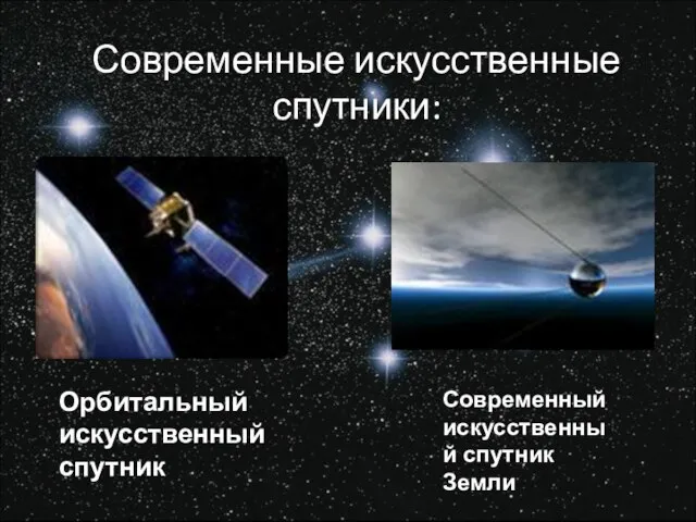 Современные искусственные спутники: Орбитальный искусственный спутник Современный искусственный спутник Земли