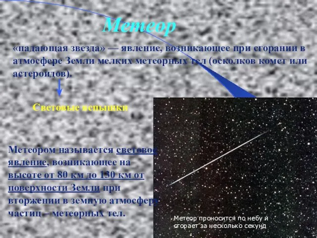 Метеорное тело – это кусок камня или скопление пыли в космическом пространстве