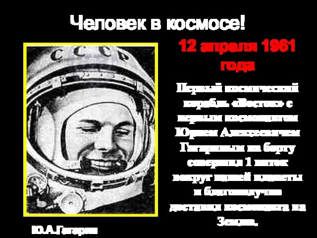 Человек в космосе! 12 апреля 1961 года Первый космический корабль «Восток» с