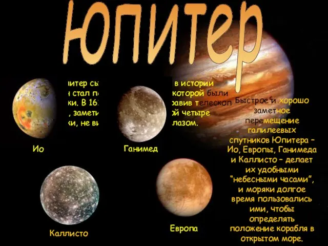 Дважды Юпитер сыграл важную роль в истории астрономии. Он стал первой планетой,