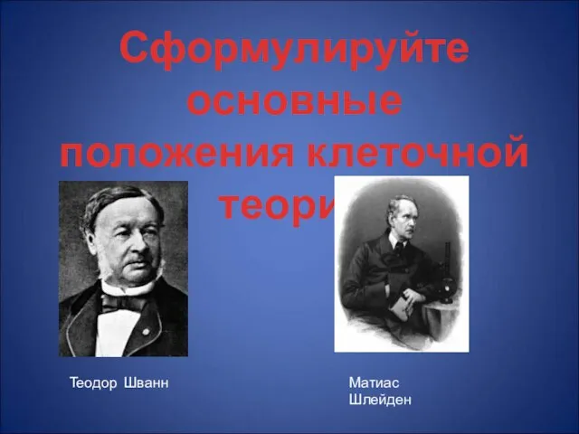 Сформулируйте основные положения клеточной теории Матиас Шлейден Теодор Шванн