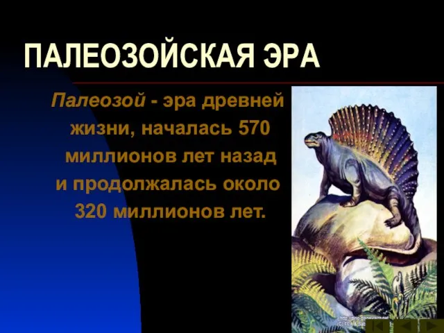 ПАЛЕОЗОЙСКАЯ ЭРА Палеозой - эра древней жизни, началась 570 миллионов лет назад