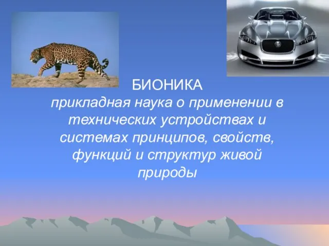 БИОНИКА прикладная наука о применении в технических устройствах и системах принципов, свойств,