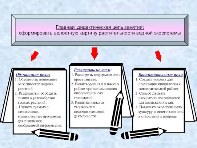 Главная дидактическая цель занятия: сформировать целостную картину растительности водной экосистемы